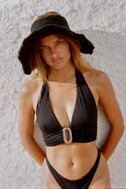 FRAYED LINEN BLEND VISOR