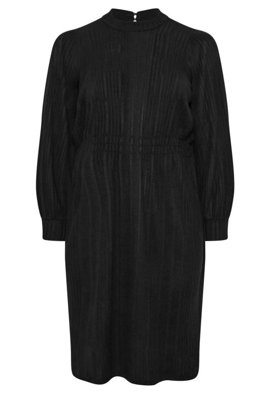 YOURS Curve Black Ribbed High Neck Midi Dress