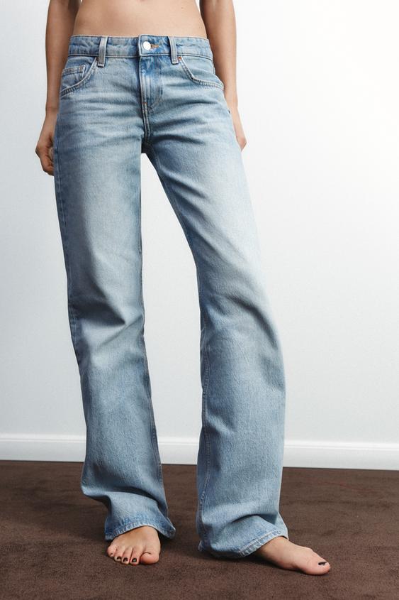 ZARA TRF WIDE-LEG LOW-RISE JEANS