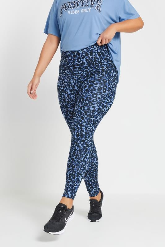 YOURS ACTIVE Curve Blue Leopard Leggings