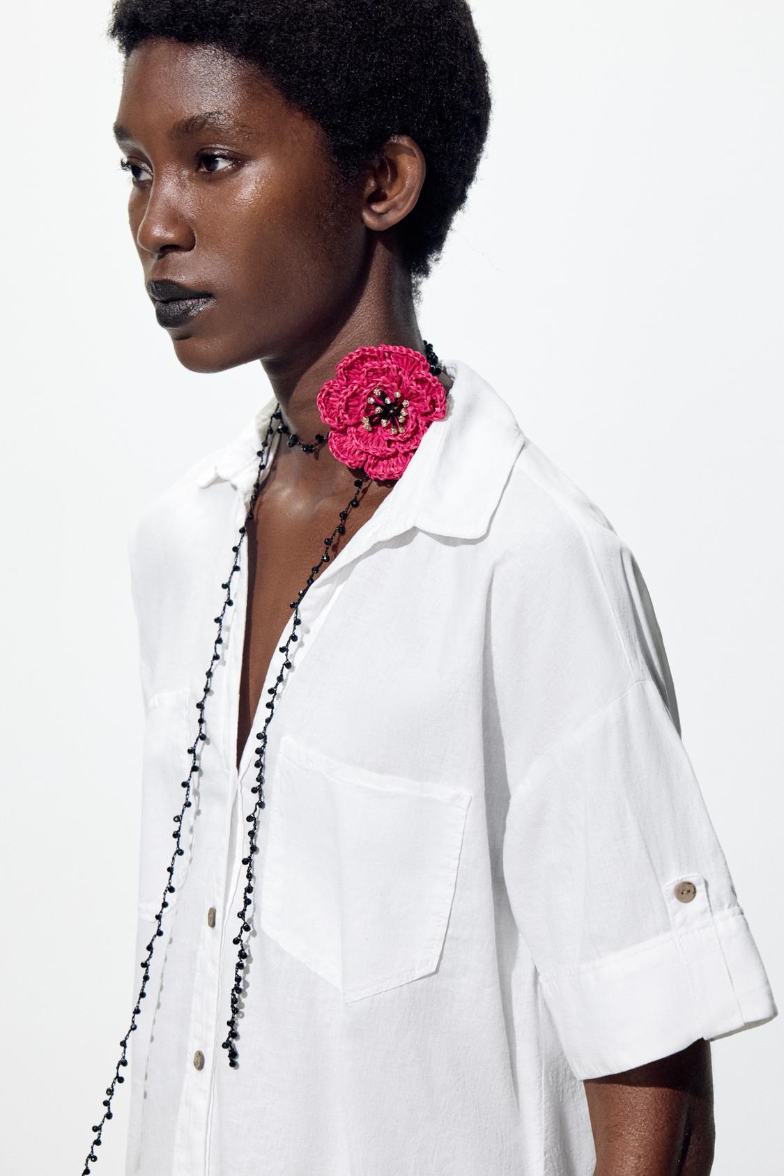 RAFFIA FLOWER NECKLACE