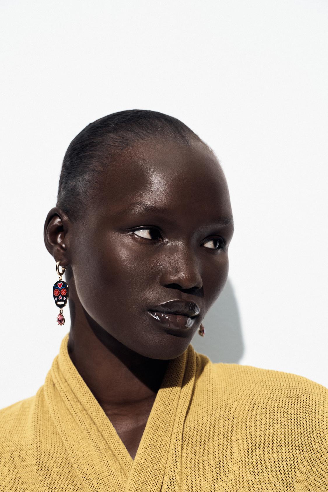 ENAMELED SKULL GEM EARRINGS