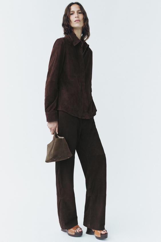 ZARA ZW COLLECTION LIMITED EDITION 100% SUEDE LEATHER OVERSHIRT