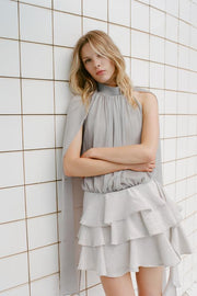 ASYMMETRIC FRILL MINI SKIRT