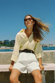 ZARA WIDE-SLEEVE LINEN BLEND SHIRT