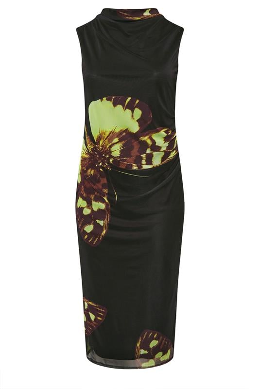 LIMITED COLLECTION Curve Black Butterfly Print Mesh Dress