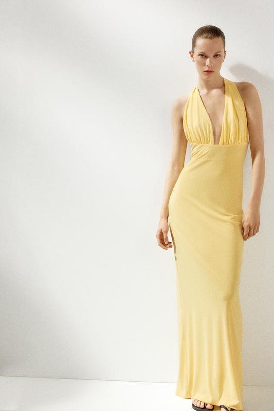 HALTERNECK OPEN BACK LONG DRESS
