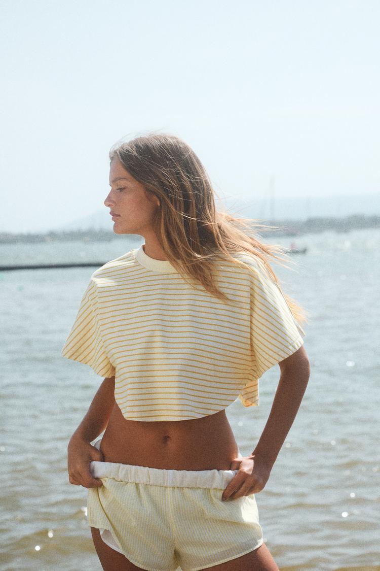 ZARA FADED-EFFECT CAPE T-SHIRT