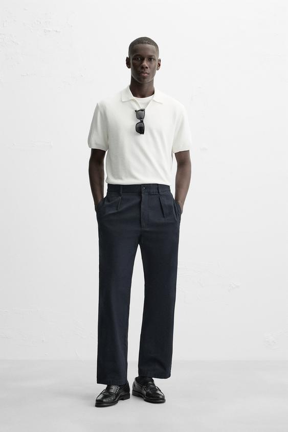 Textured Knit Polo Shirt - Ecru