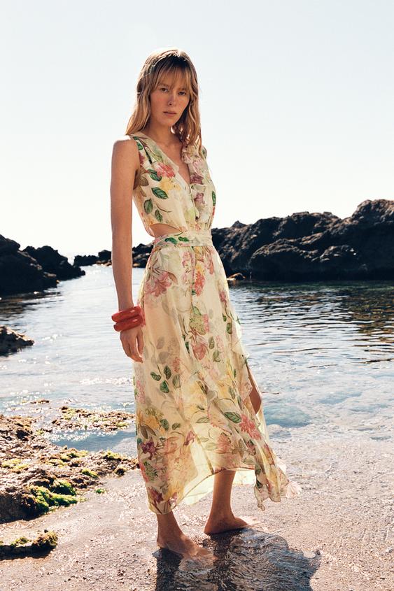FLORAL CUT-OUT PRINT DRESS
