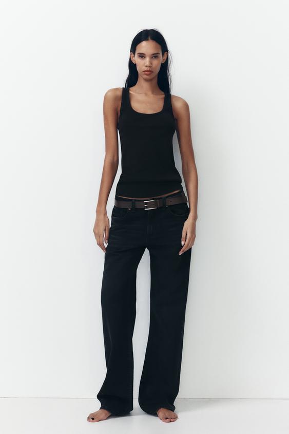 ZARA TRF WIDE-LEG MID-RISE FULL LENGTH JEANS