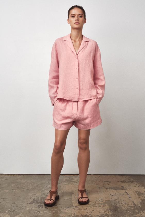ZARA 100% LINEN SHORTS ZW COLLECTION
