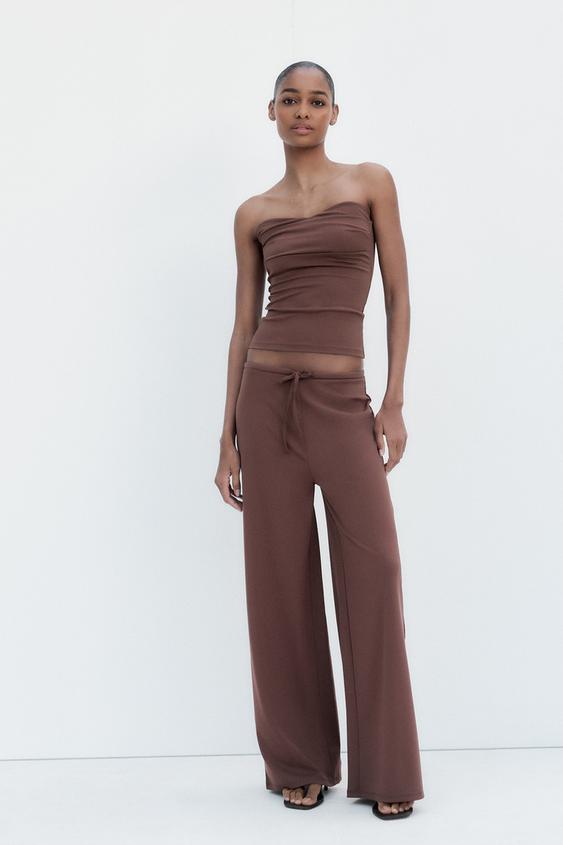 TEXTURED STRAIGHT LEG TROUSERS
