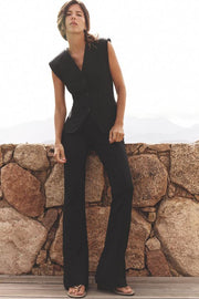 ZARA INTERLOCK FLARE TROUSERS
