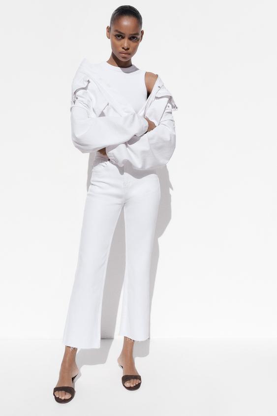 ZARA TRF CROPPED FLARE HIGH-WAIST JEANS