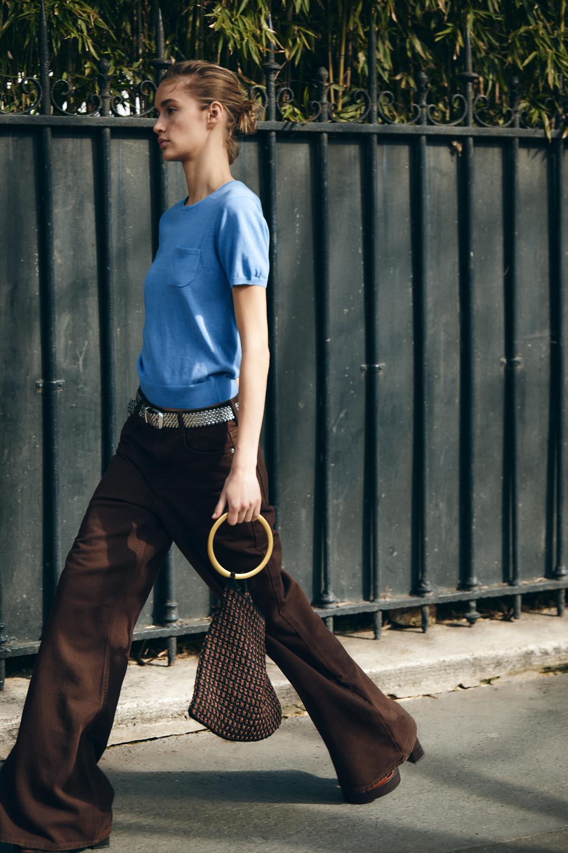 BRAIDED BAG WITH METAL HANDLE