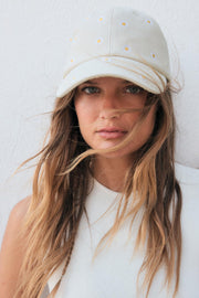 TWILL CAP WITH FLORAL EMBROIDERY