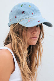 EMBROIDERED DENIM CAP