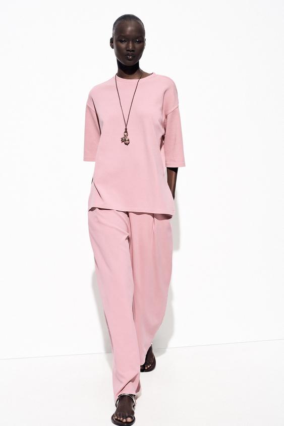 ZARA WASHED-EFFECT INTERLOCK TROUSERS