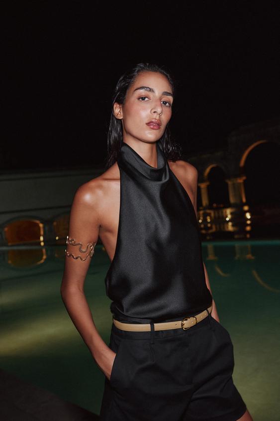 ZARA DARTED BERMUDA SHORTS WITH BELT