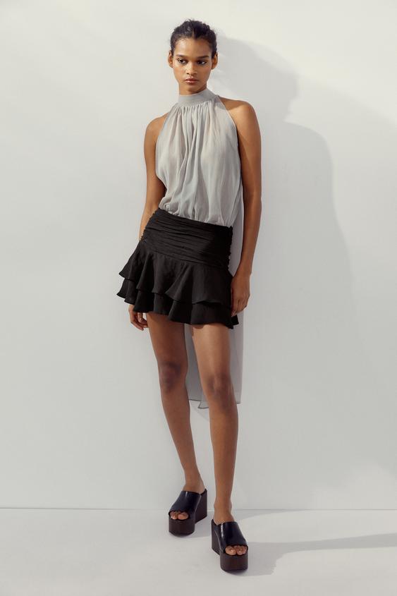 RUFFLE SKORT - BLACK