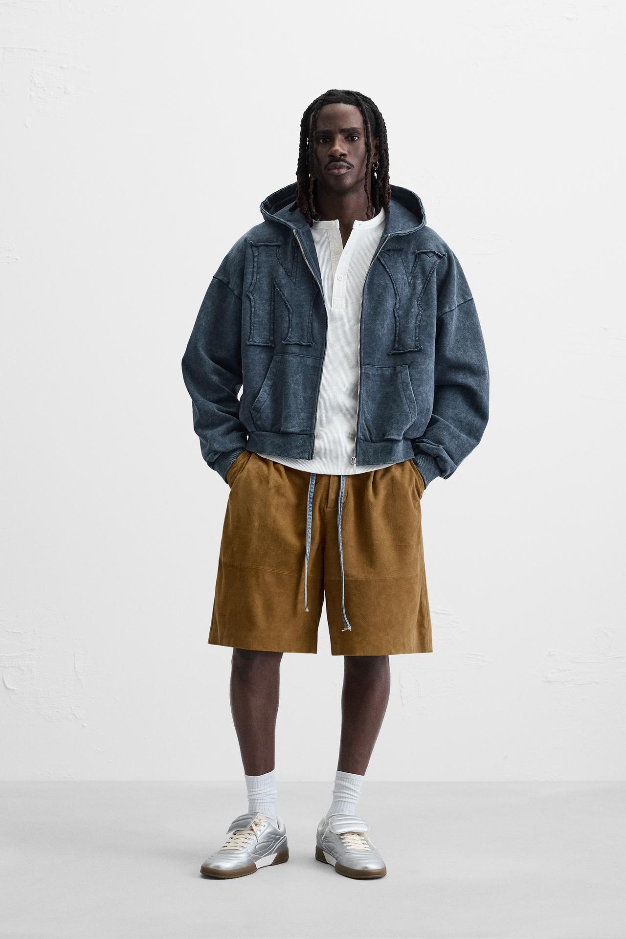 WASHED ZIP-UP NY PATCH HOODIE