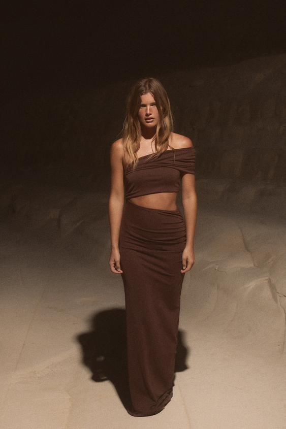 ASYMMETRIC CUT-OUT LONG DRESS