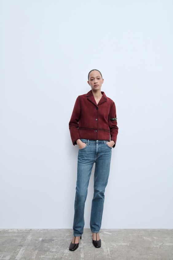ZARA 100% SUEDE LEATHER BLAZER - ZW COLLECTION LIMITED EDITION