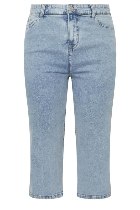 YOURS Curve Light Blue Wide Leg Cropped Jeans