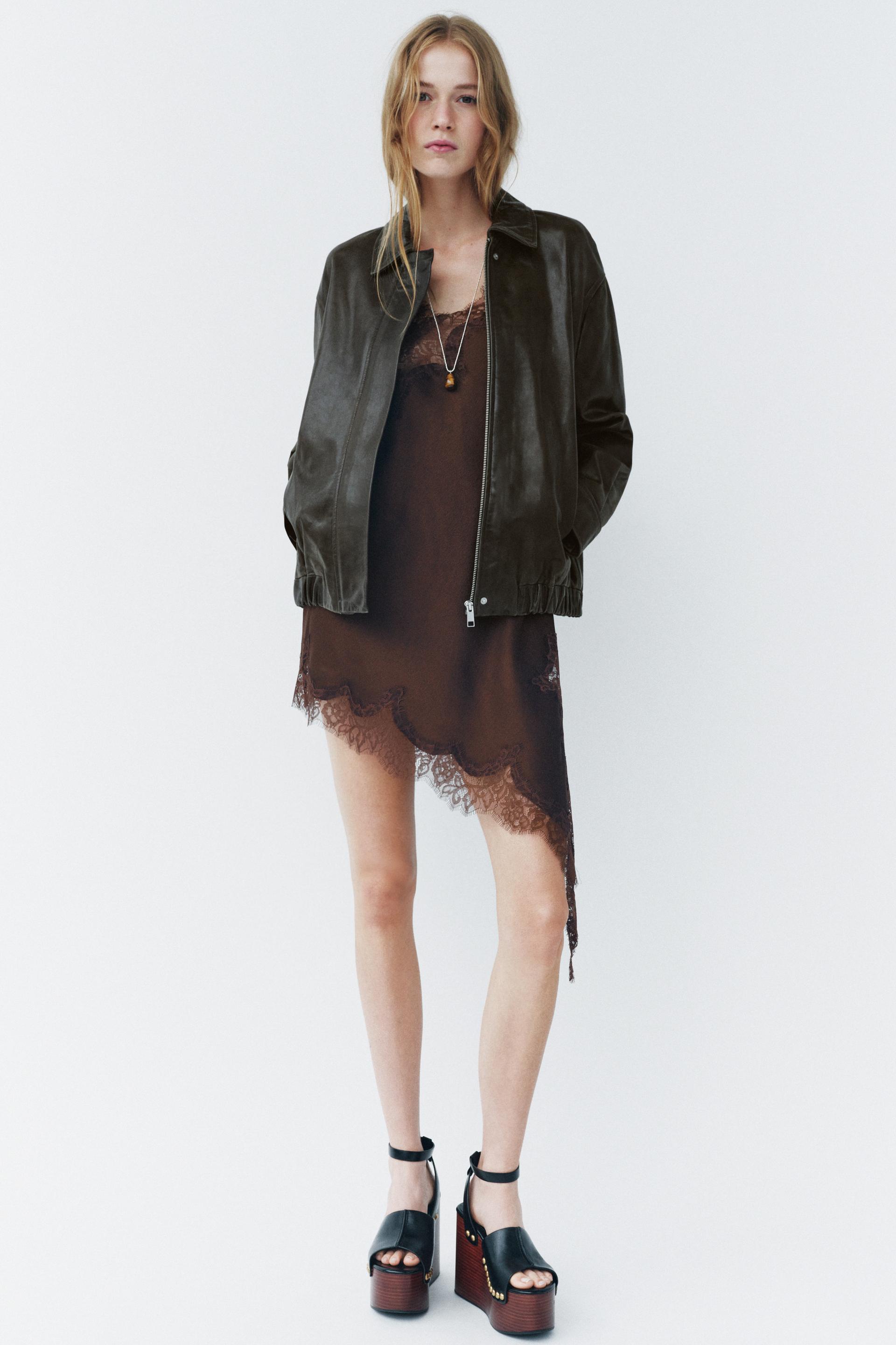 ZARA 100% LEATHER BOMBER JACKET ZW COLLECTION LIMITED EDITION