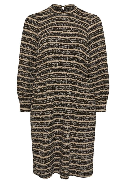 YOURS Curve Black Striped Ribbed High Neck Midi Dress