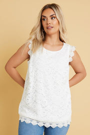 YOURS Curve Ivory White Lace Sleeveless Top