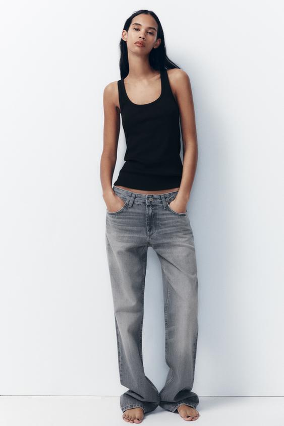 ZARA TRF WIDE-LEG MID-RISE FULL LENGTH JEANS