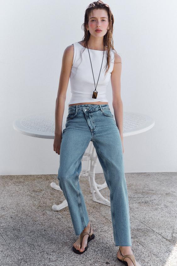 ZARA JEANS Z.09 STRAIGHT ANKLE HIGH-WAIST CROSSOVER WAIST