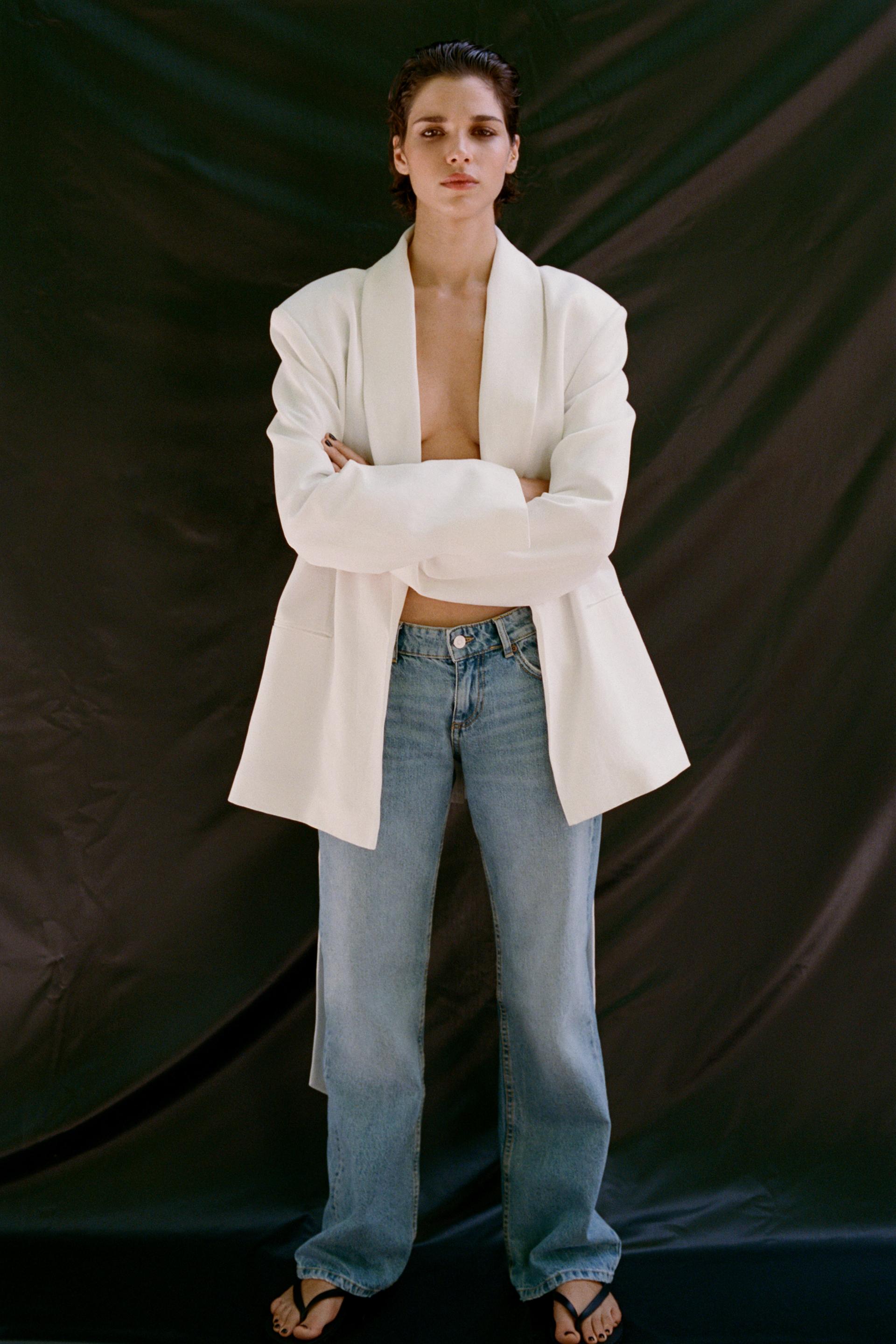 ZARA TRF WIDE-LEG LOW-RISE JEANS