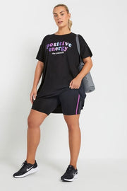 YOURS ACTIVE Curve Black Side Stripe Detail Shorts