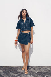 Z1975 WRAP DENIM SKORT - BLUE