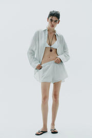 ZARA STRIPED GAUZE PYJAMA SHORTS