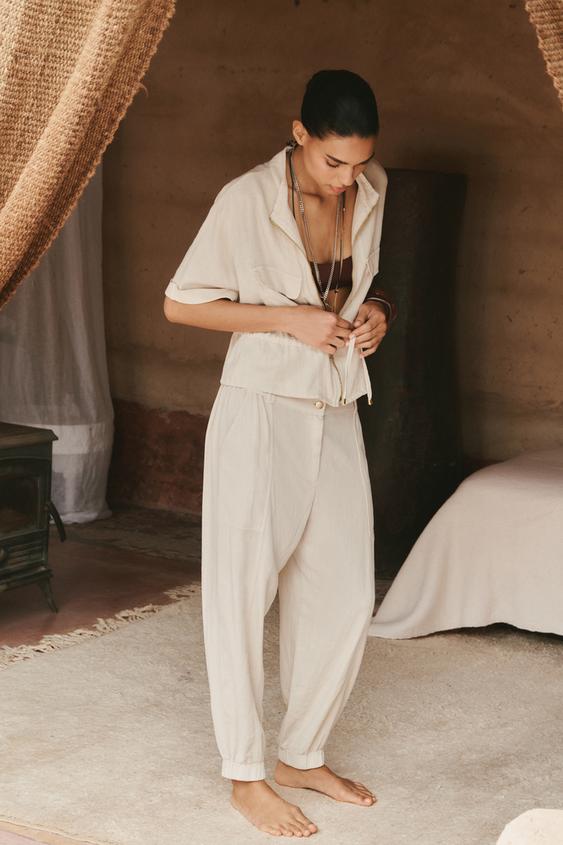 LINEN BLEND SAFARI SHIRT
