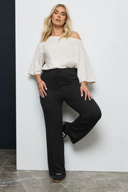 YOURS BESTSELLER Curve Black Wide Leg Pull On Stretch Jersey Yoga Pants
