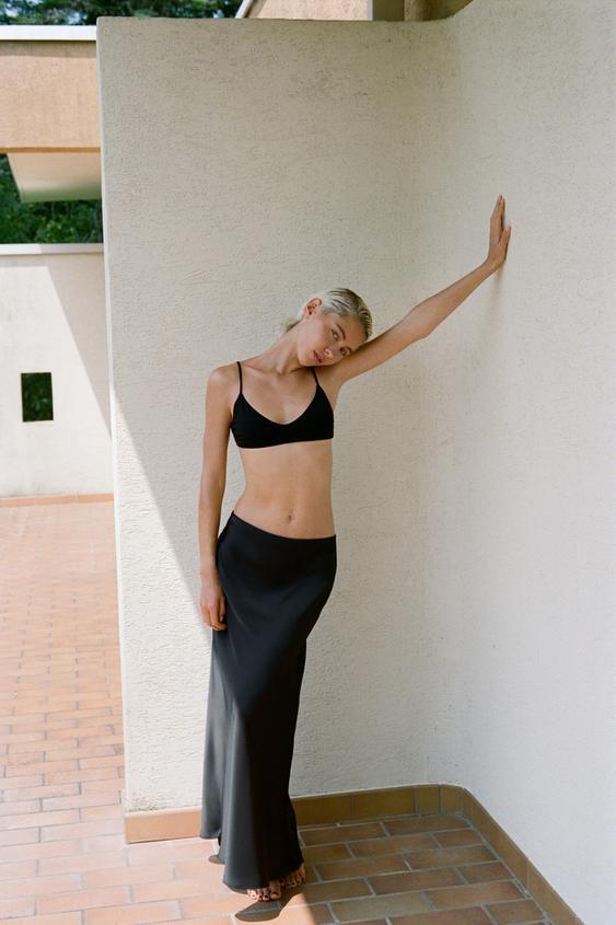 SATIN MIDI SKIRT