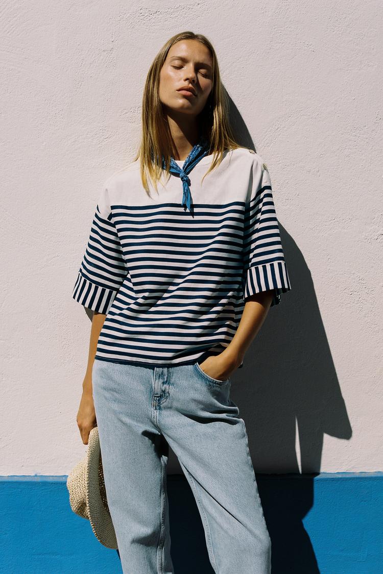 ZARA STRIPED LINEN BLEND SHIRT