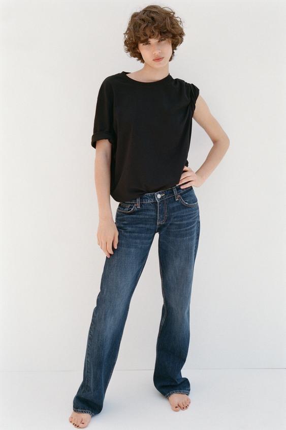 ZARA TRF WIDE-LEG LOW-RISE JEANS