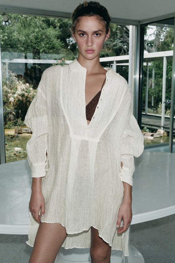LIMITED EDITION CREASED-EFFECT LINEN BLEND SHIRT