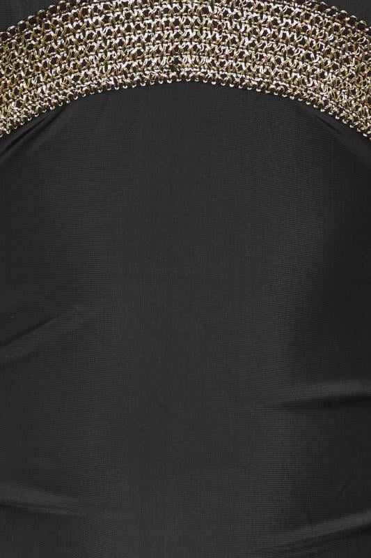 YOURS Curve Black Metallic Tummy Control Swimsuit