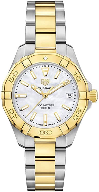 Aquaracer Mother of Pearl Dial Two Tone Steel Strap Watch for Women - WBD1320.BB0320