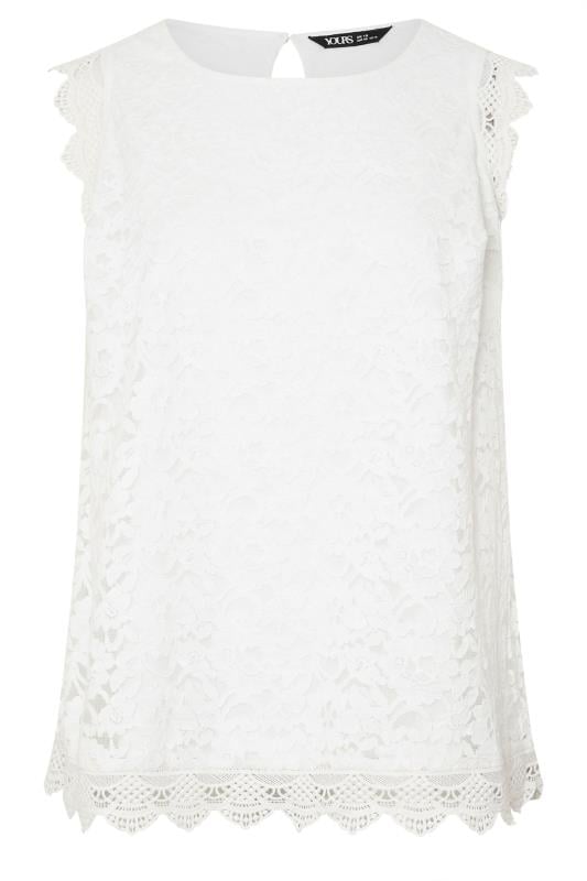 YOURS Curve Ivory White Lace Sleeveless Top