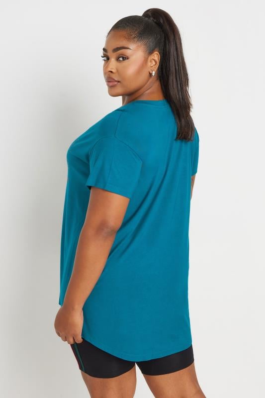 YOURS ACTIVE Curve Blue 'Believe In Yourself' Slogan Print Top