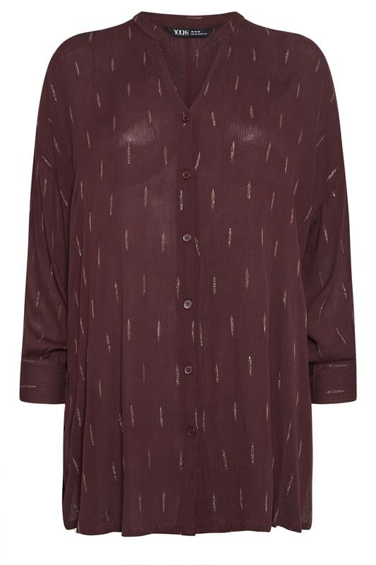 YOURS Curve Brown Metallic Beach Shirt