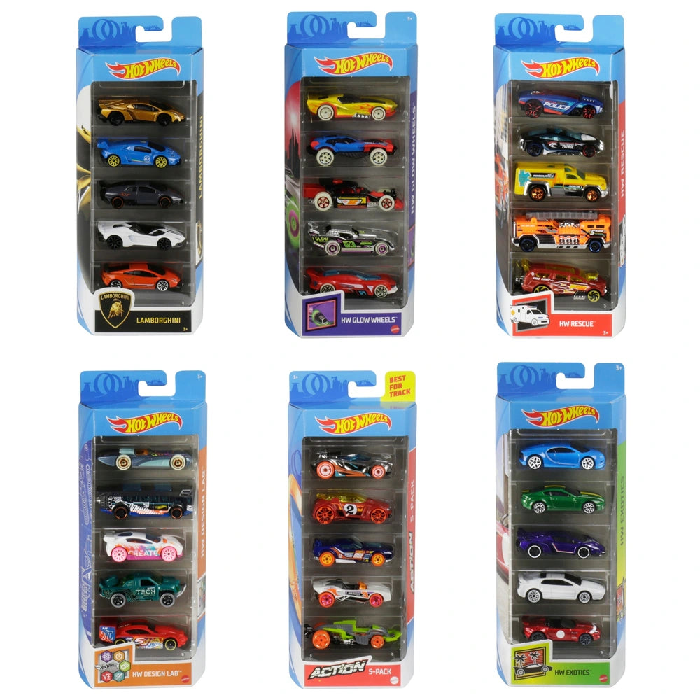 Hot Wheels Diecast Cars 5 Pack 1:64 Scale Assortment
